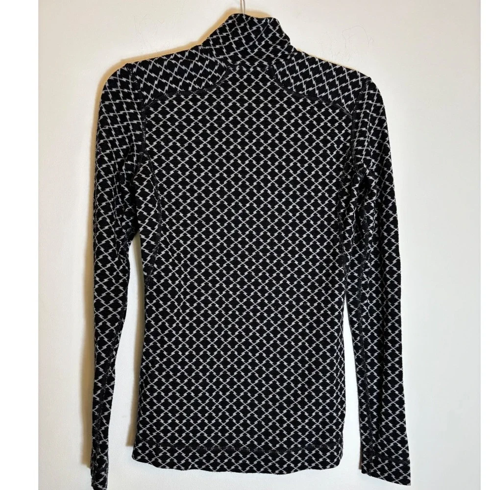 Smartwool Merino 250 Base Layer Womens Small Black White Geometric 1/4 Zip Top - Picture 10 of 10